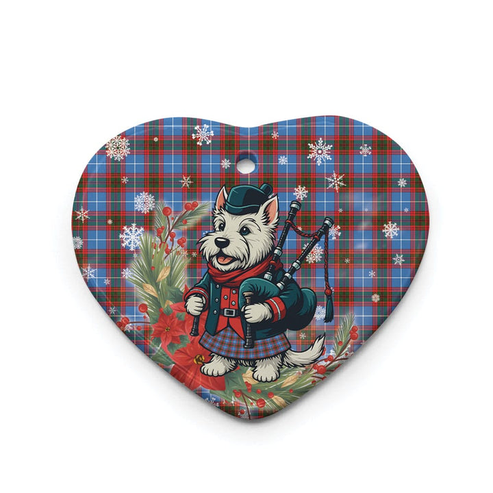 Scottish Edinburgh District Clan Tartan Ceramic Ornament Cute Scottish Terrier Dog Heart Style Tartan Plaid