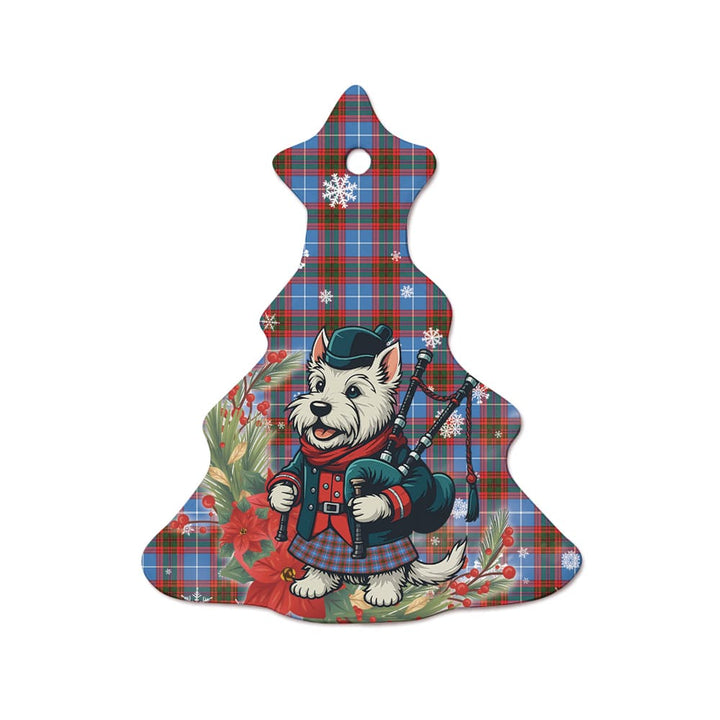Scottish Edinburgh District Clan Tartan Ceramic Ornament Cute Scottish Terrier Dog Tree Style Tartan Plaid