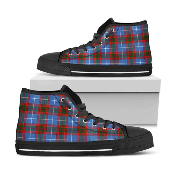Scottish Edinburgh District Clan Tartan High Top Shoes Black Sole Tartan Plaid