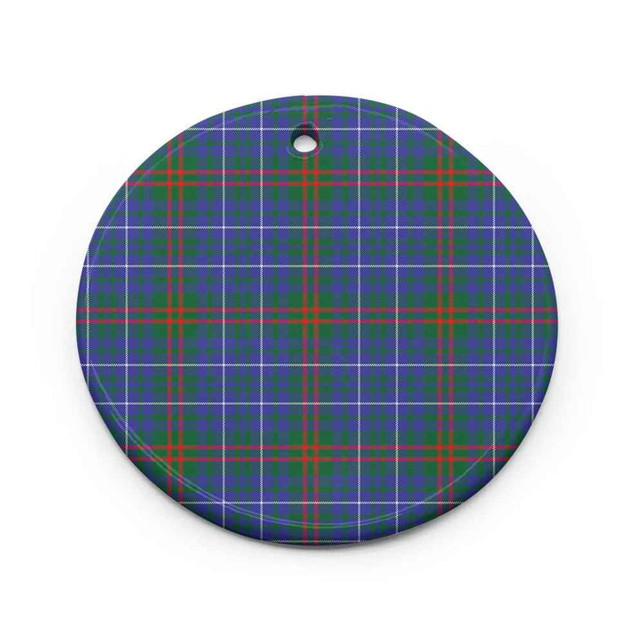 Scottish Edmonstone Clan Tartan Ceramic Ornament Circle Shape Tartan Plaid