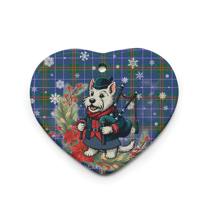Scottish Edmonstone Clan Tartan Ceramic Ornament Cute Scottish Terrier Dog Heart Style Tartan Plaid