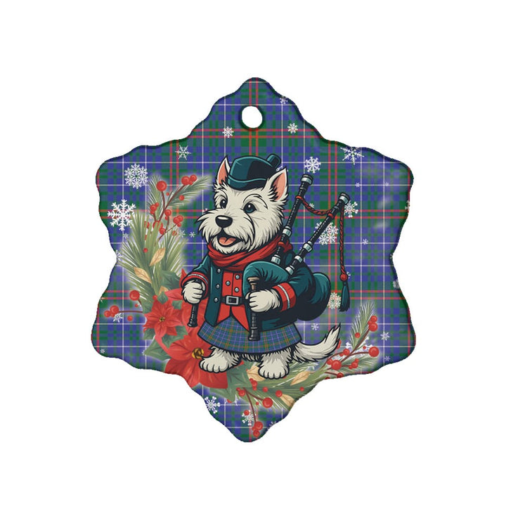 Scottish Edmonstone Clan Tartan Ceramic Ornament Cute Scottish Terrier Dog Snow Flake Style Tartan Plaid