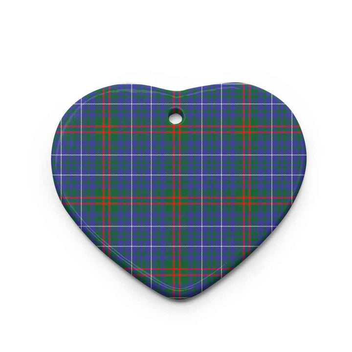 Scottish Edmonstone Clan Tartan Ceramic Ornament Heart Shape Tartan Plaid