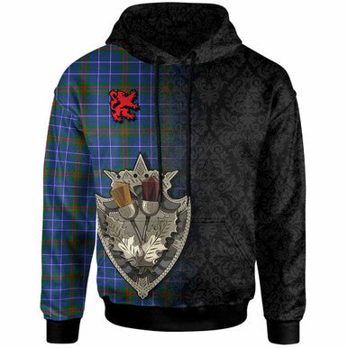 Scottish Edmonstone Clan Tartan Hoodie - Half Thistle Flowers Celtic Design Front Side Tartan Plaid