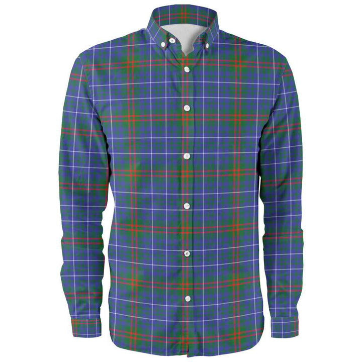 Scottish Edmonstone Clan Tartan Long Sleeve Shirt Front Side Tartan Plaid