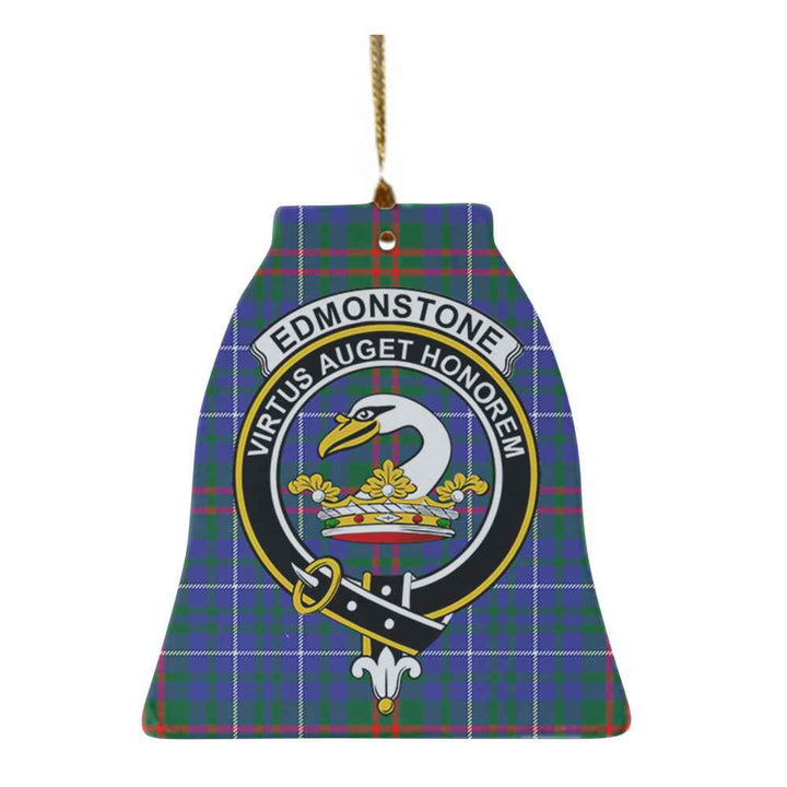 Scottish Edmonstone (of Duntreath) Clan Crest Tartan Ceramic Ornament Bell Shape Tartan Plaid