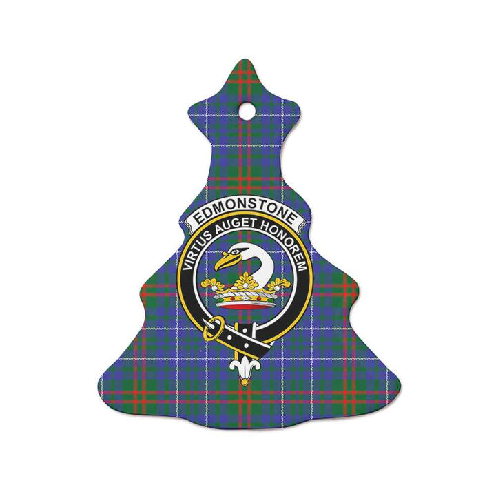 Scottish Edmonstone (of Duntreath) Clan Crest Tartan Ceramic Ornament Tree Shape Tartan Plaid