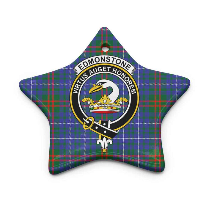 Scottish Edmonstone (of Duntreath) Clan Crest Tartan Ceramic Ornament Star Shape Tartan Plaid