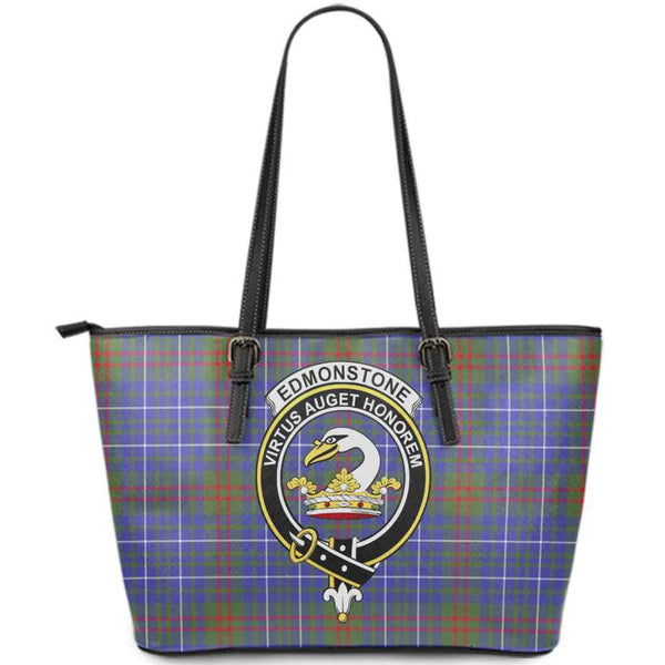 Scottish Edmonstone (of Duntreath) Clan Crest Tartan Leather Tote Tartan Plaid