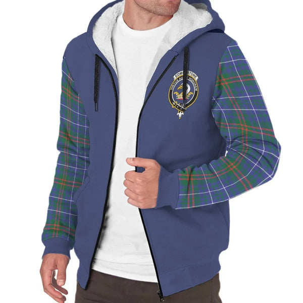 Scottish Edmonstone (of Duntreath) Clan Crest Tartan Plaid Sleeve Sherpa Hoodie