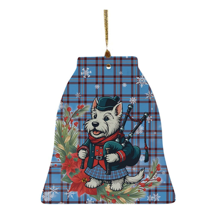 Scottish Elliot Ancient Clan Tartan Ceramic Ornament Cute Scottish Terrier Dog Bell Style Tartan Plaid