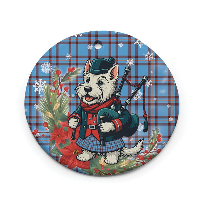 Scottish Elliot Ancient Clan Tartan Ceramic Ornament Cute Scottish Terrier Dog Circle Style Tartan Plaid
