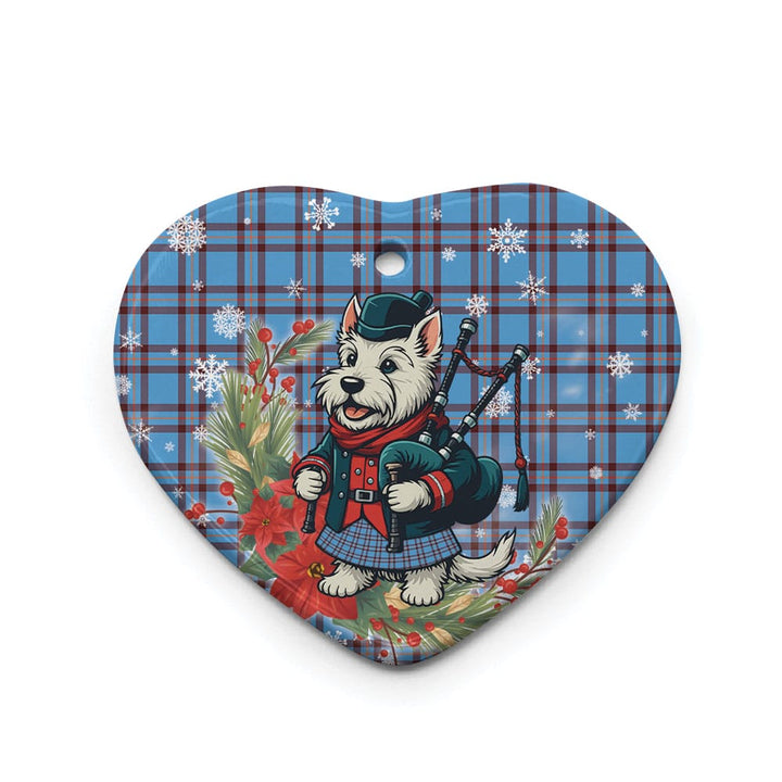 Scottish Elliot Ancient Clan Tartan Ceramic Ornament Cute Scottish Terrier Dog Heart Style Tartan Plaid