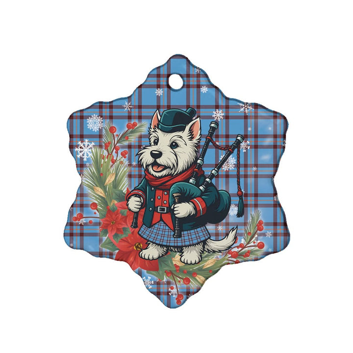 Scottish Elliot Ancient Clan Tartan Ceramic Ornament Cute Scottish Terrier Dog Snow Flake Style Tartan Plaid