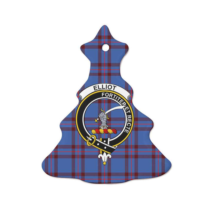 Scottish Elliot Clan Crest Tartan Ceramic Ornament Tree Shape Tartan Plaid
