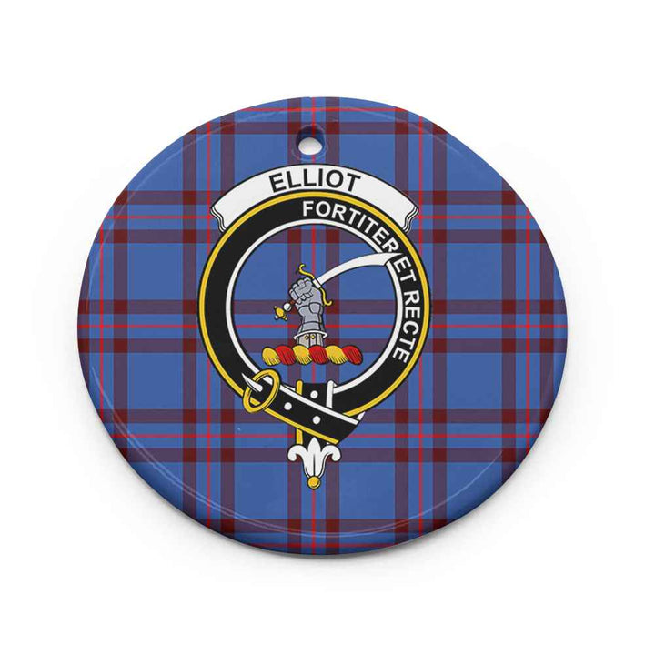 Scottish Elliot Clan Crest Tartan Ceramic Ornament Circle Shape Tartan Plaid