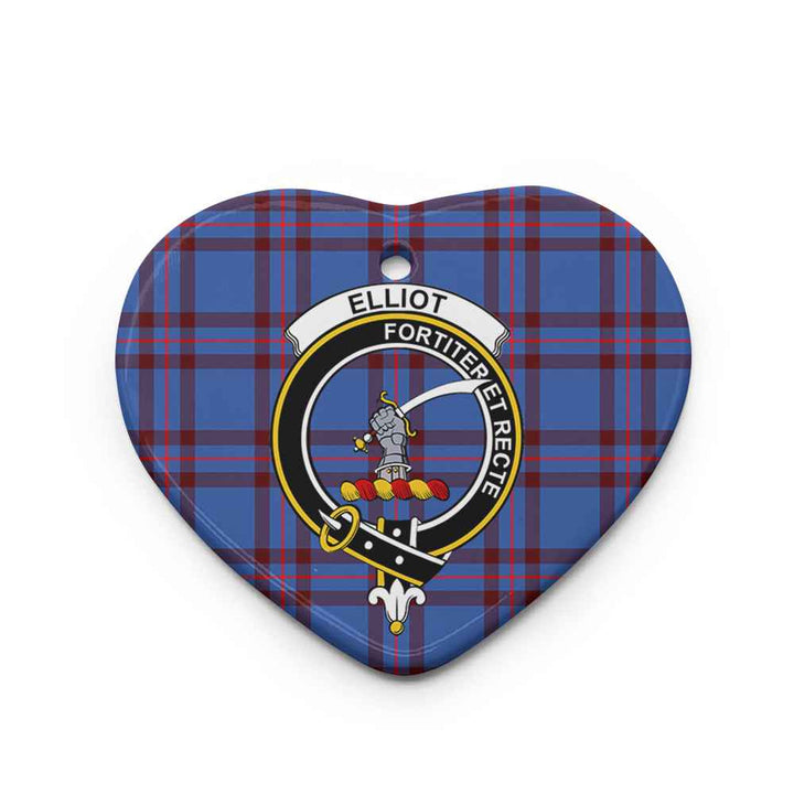 Scottish Elliot Clan Crest Tartan Ceramic Ornament Heart Shape Tartan Plaid
