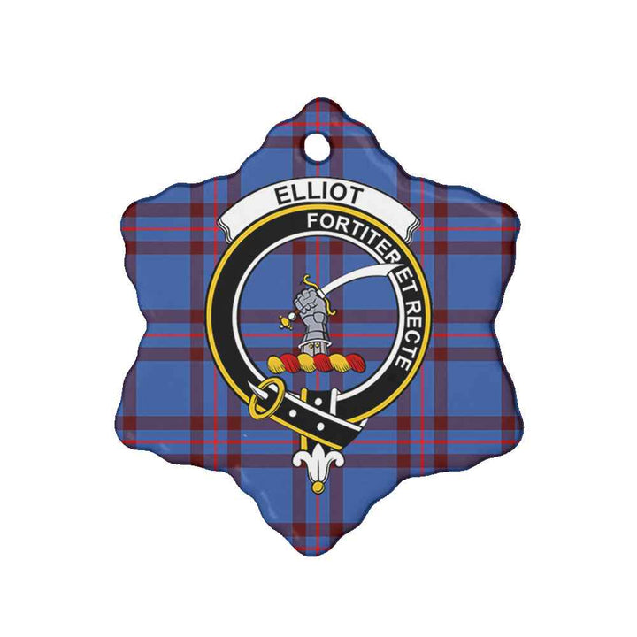 Scottish Elliot Clan Crest Tartan Ceramic Ornament Snow Flake Shape Tartan Plaid