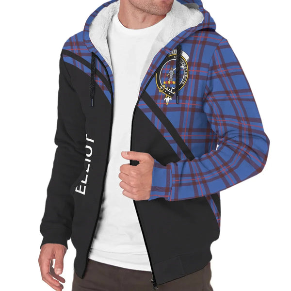 Scottish Elliot Clan Crest Tartan Curve Sherpa Hoodie