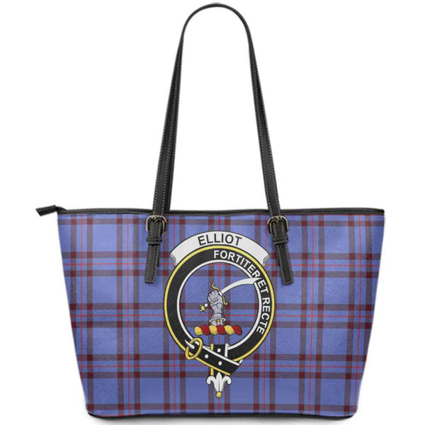 Scottish Elliot Clan Crest Tartan Leather Tote Tartan Plaid