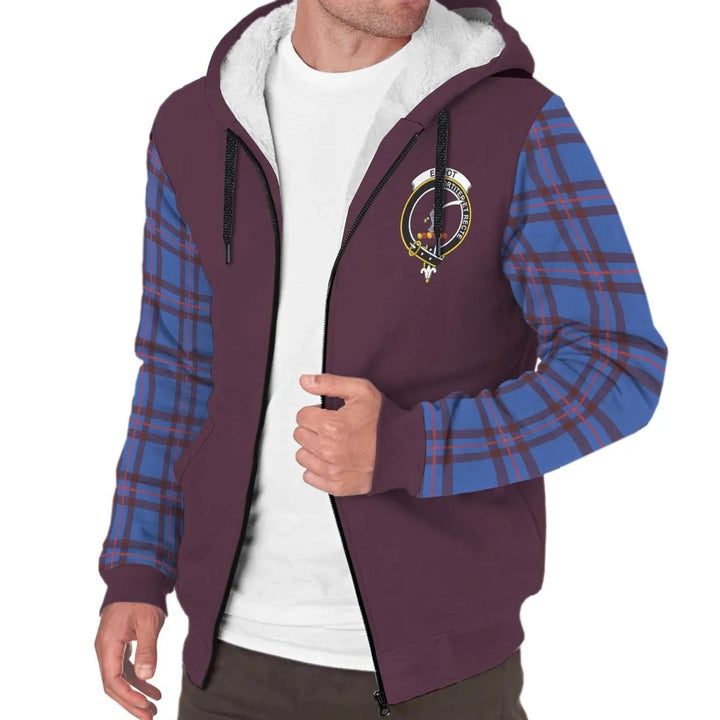 Scottish Elliot Clan Crest Tartan Plaid Sleeve Sherpa Hoodie
