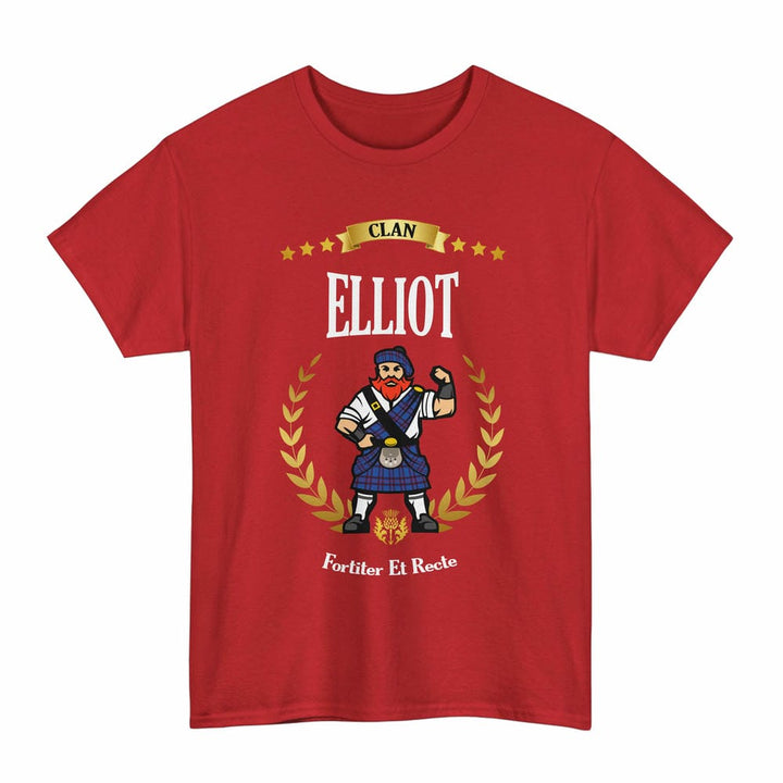 Scottish Elliot Clan Tartan T-Shirt - Motto Scotsman Tartan Plaid Red Color