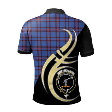 Scottish Elliot Modern Clan Crest Tartan Polo Shirt Believe in Me Back Side Tartan Plaid