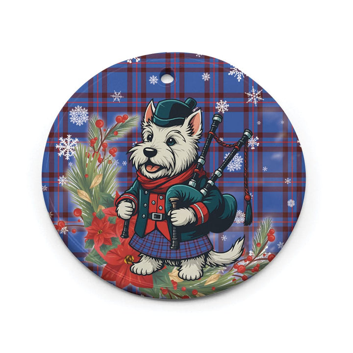 Scottish Elliot Modern Clan Tartan Ceramic Ornament Cute Scottish Terrier Dog Circle Style Tartan Plaid