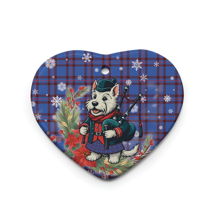 Scottish Elliot Modern Clan Tartan Ceramic Ornament Cute Scottish Terrier Dog Heart Style Tartan Plaid