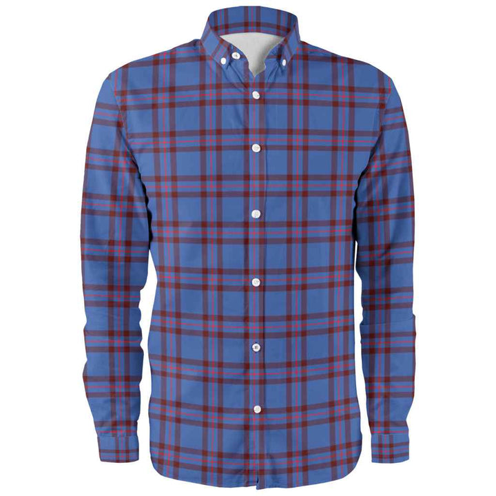 Scottish Elliot Modern Clan Tartan Long Sleeve Shirt Front Side Tartan Plaid