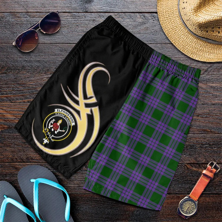 Scottish Elphinstone Clan Crest Tartan Believe in Me Men's Shorts