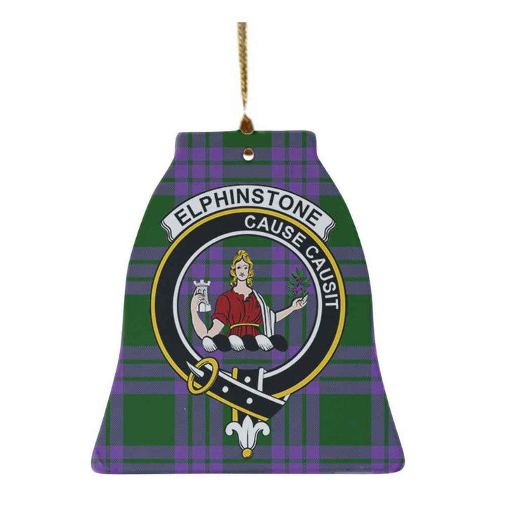 Scottish Elphinstone Clan Crest Tartan Ceramic Ornament Bell Shape Tartan Plaid
