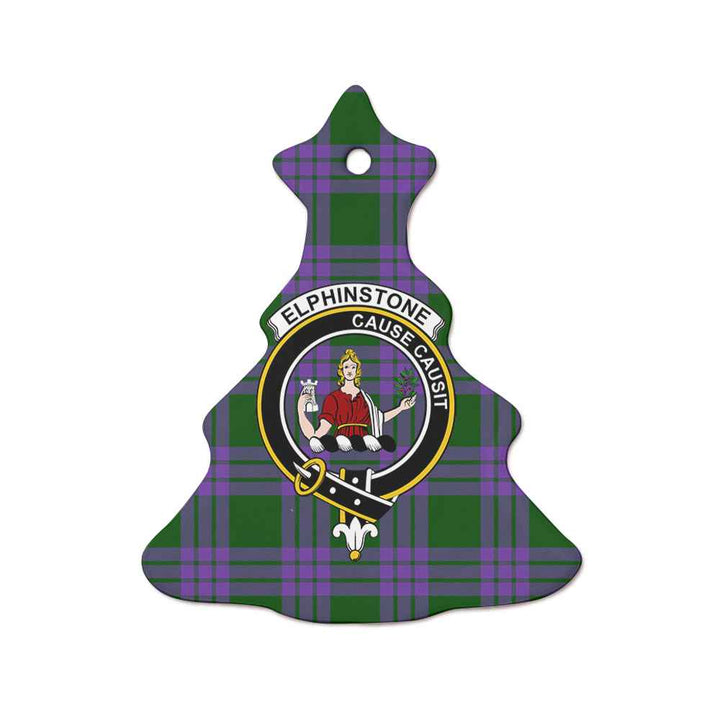 Scottish Elphinstone Clan Crest Tartan Ceramic Ornament Tree Shape Tartan Plaid