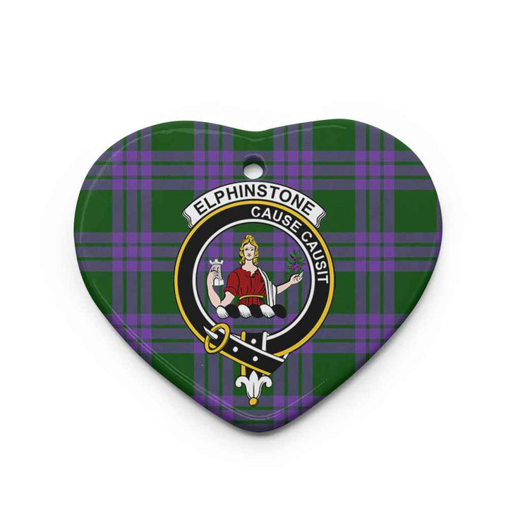 Scottish Elphinstone Clan Crest Tartan Ceramic Ornament Heart Shape Tartan Plaid