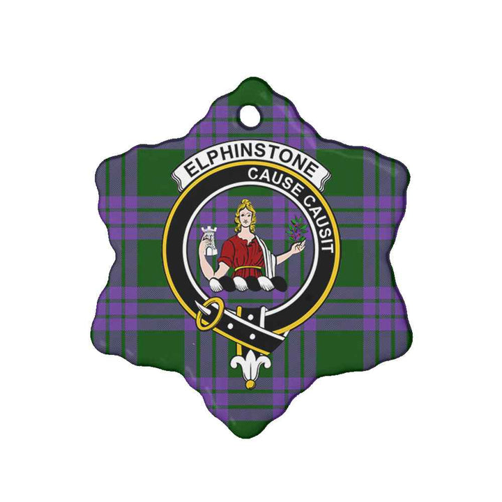 Scottish Elphinstone Clan Crest Tartan Ceramic Ornament Snow Flake Shape Tartan Plaid