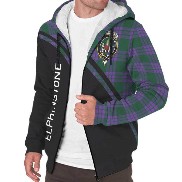 Scottish Elphinstone Clan Crest Tartan Curve Sherpa Hoodie
