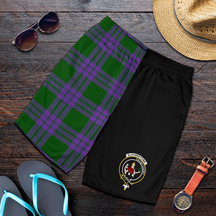 Scottish Elphinstone Clan Crest Tartan Half of Me Men's Shorts