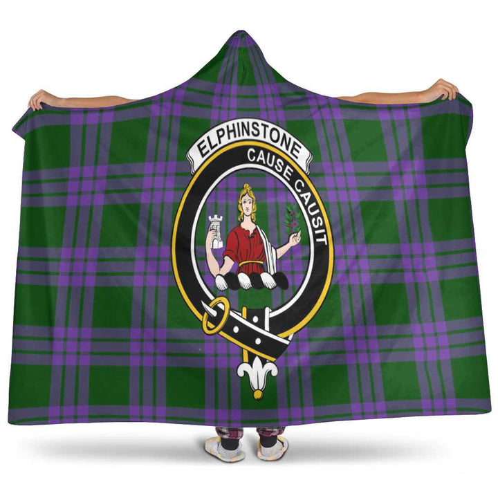 Scottish Elphinstone Clan Crest Tartan Hooded Blanket Tartan Plaid 1