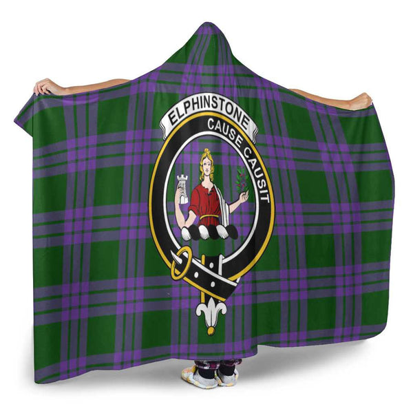 Scottish Elphinstone Clan Crest Tartan Hooded Blanket Tartan Plaid 2