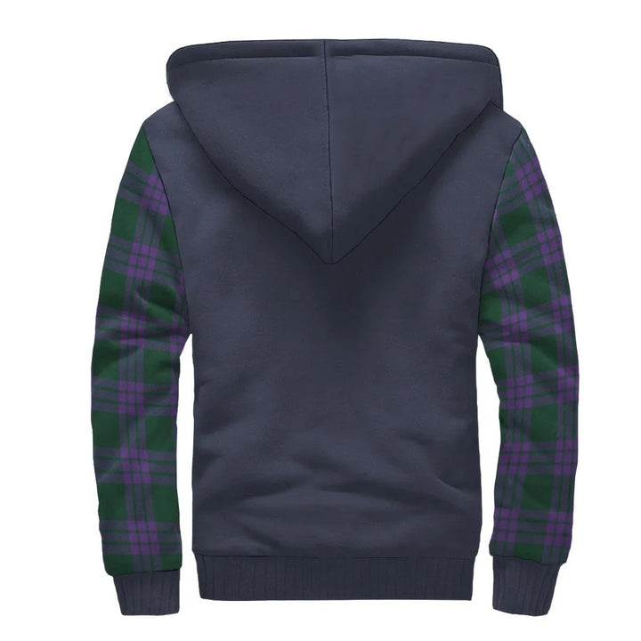 Scottish Elphinstone Clan Crest Tartan Plaid Sleeve Sherpa Hoodie