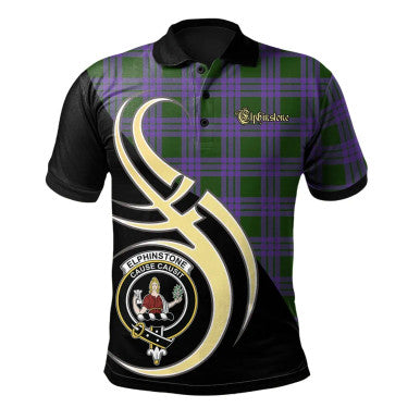 Scottish Elphinstone Clan Crest Tartan Polo Shirt Believe in Me Front Side Tartan Plaid