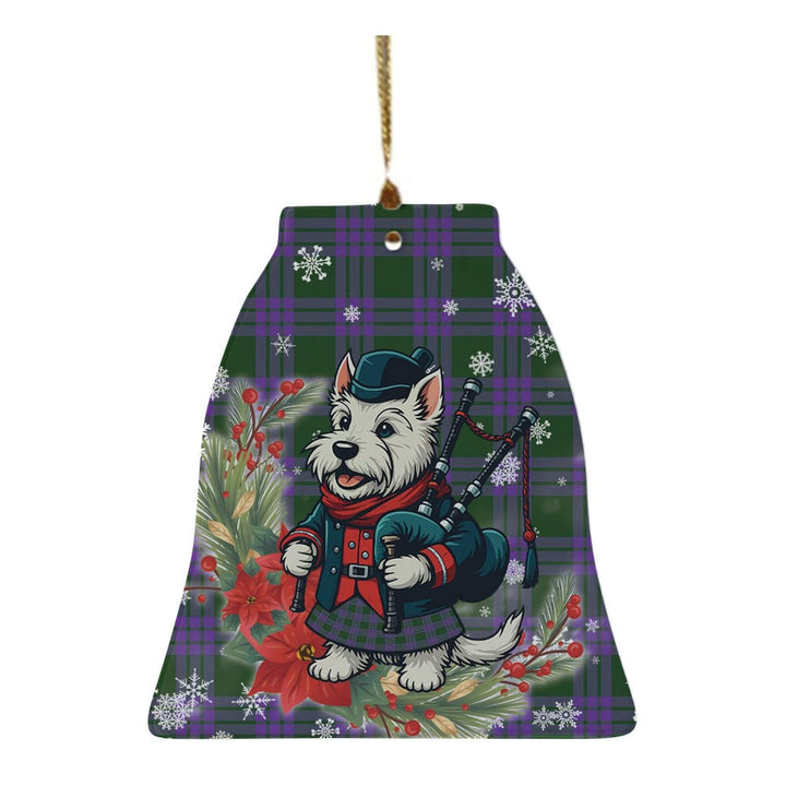 Scottish Elphinstone Clan Tartan Ceramic Ornament Cute Scottish Terrier Dog Bell Style Tartan Plaid