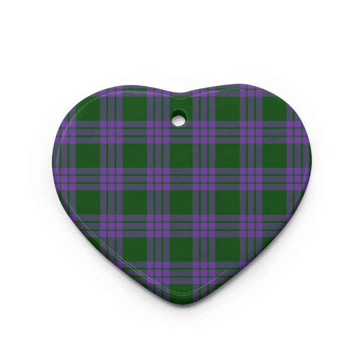 Scottish Elphinstone Clan Tartan Ceramic Ornament Heart Shape Tartan Plaid