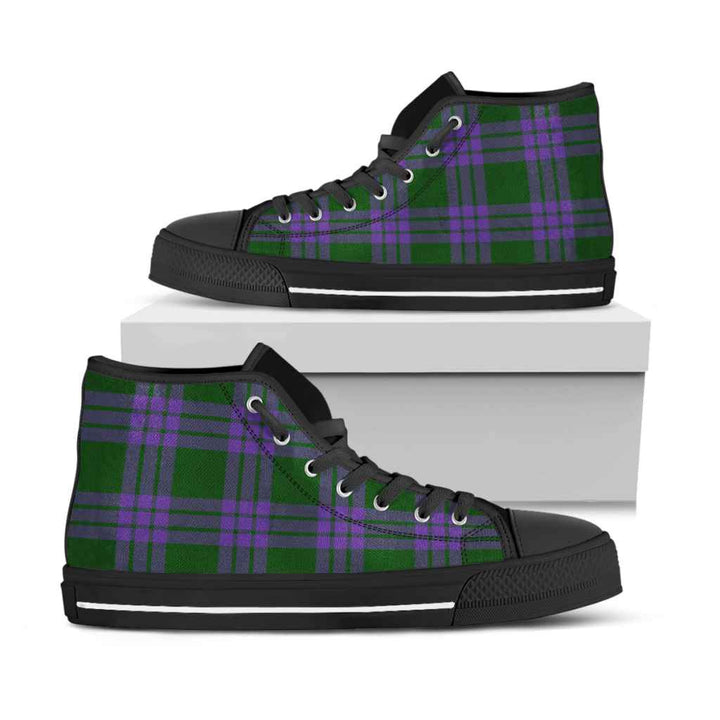 Scottish Elphinstone Clan Tartan High Top Shoes Black Sole Tartan Plaid