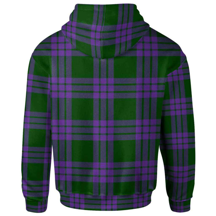 Scottish Elphinstone Clan Tartan Hoodie Back Side Tartan Plaid
