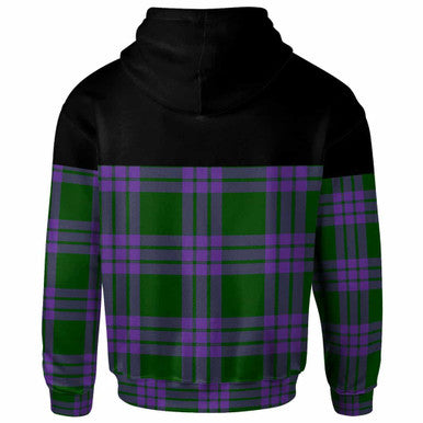 Scottish Elphinstone Clan Tartan Hoodie - Horizontal Style Back Side Tartan Plaid