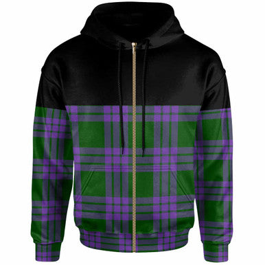 Scottish Elphinstone Clan Tartan Hoodie - Horizontal Style Zip Tartan Plaid