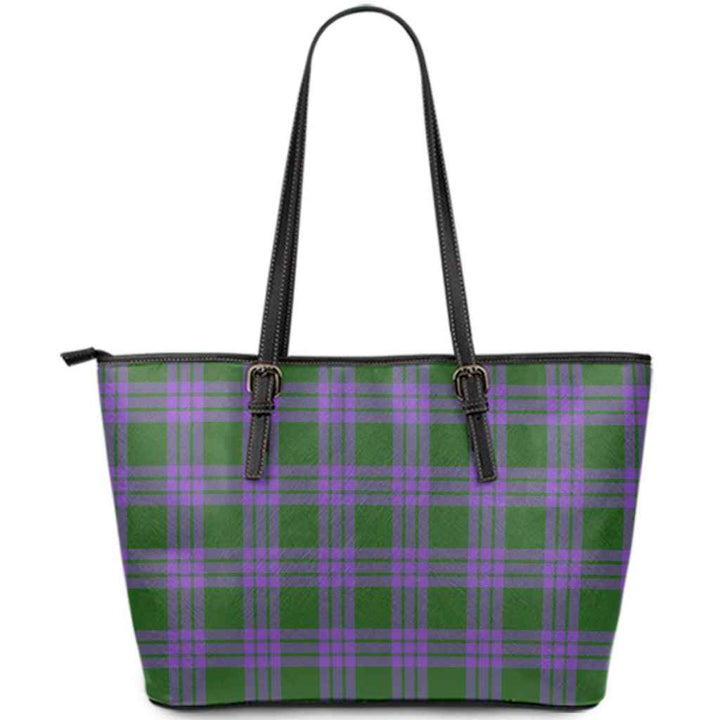 Scottish Elphinstone Clan Tartan Leather Tote Tartan Plaid