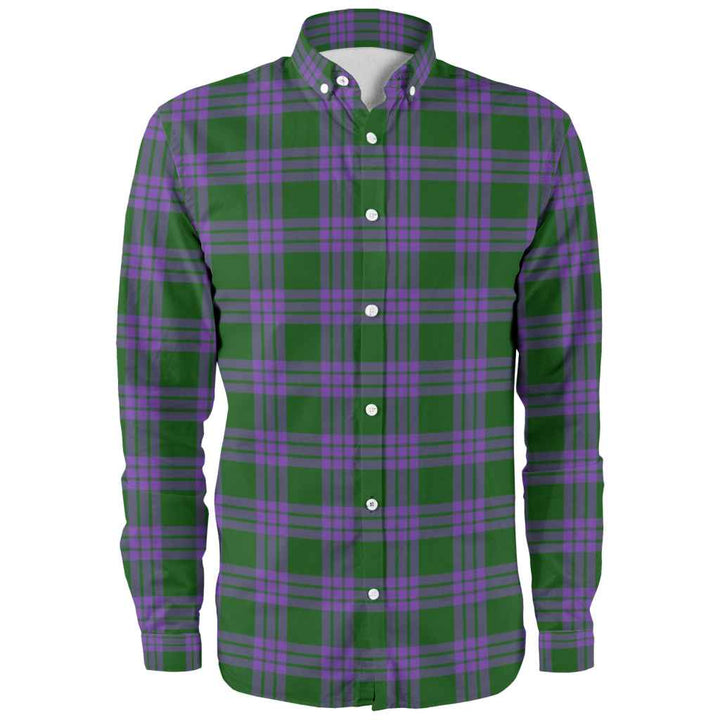Scottish Elphinstone Clan Tartan Long Sleeve Shirt Front Side Tartan Plaid