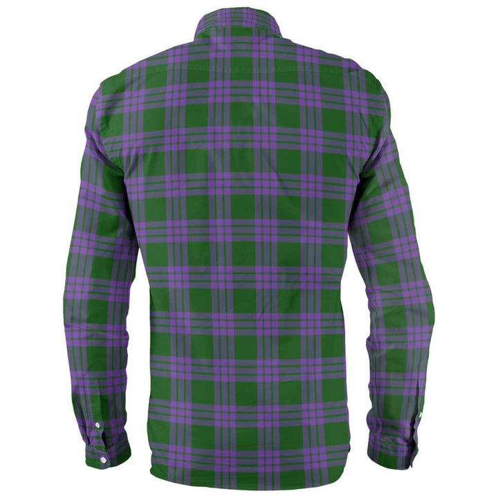 Scottish Elphinstone Clan Tartan Long Sleeve Shirt Back Side Tartan Plaid
